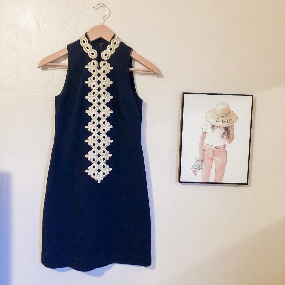 Lilly Pulitzer Calista Dress Navy and Gold in XXS